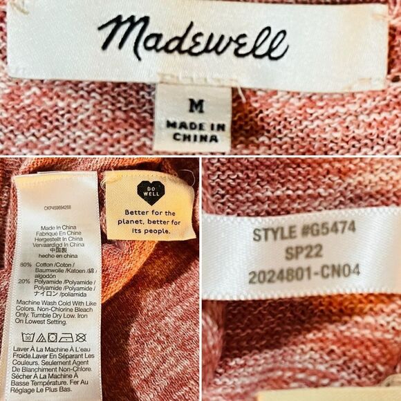 Madewell Long Sleeve Summer Ryder Waterfall Open Cardigan Sweater Marled Rose M - Picture 10 of 11